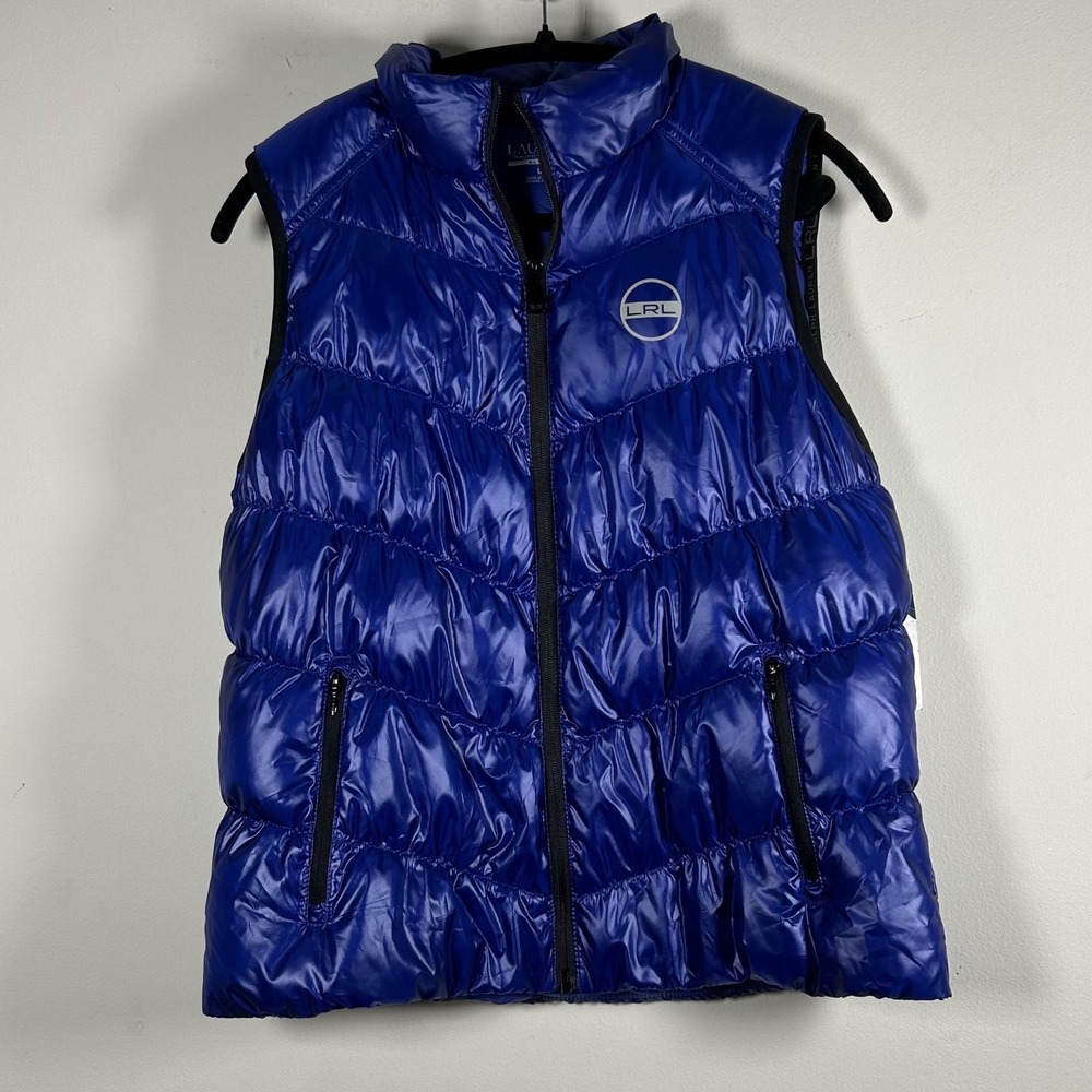 New Lauren Ralph Lauren Active Puffer Vest Womens Large Blue Quilted Zip Up